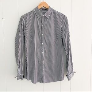 J. McLaughlin Black and White Vertical Stripe Button-Down Shirt